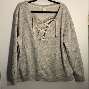 H&M Marled Lace Up Sweatshirt
